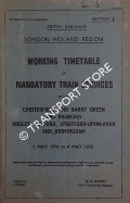 Working Timetable of Mandatory Train Services - Section L - Chesterfield and Barnt Green and branches; Ardley, Heyford, Stratford-upon-Avon and Birmingham - 6 May 1974 to 4 May 1975 by British Railways London Midland Region